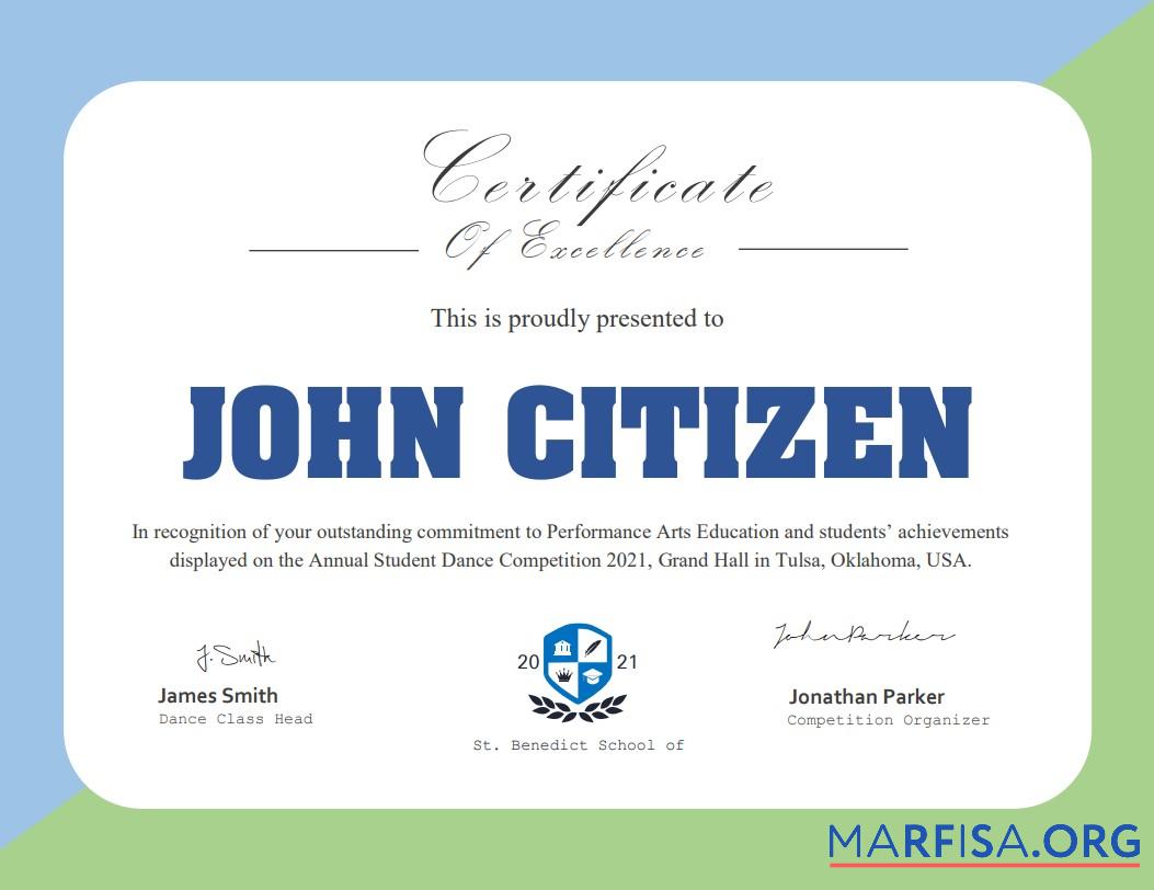 Downloadable USA Dance cert template